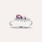 0.55 CT Purple Safir ve Pırlanta Taşlı Beyaz Altın Yüzük