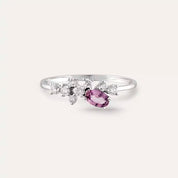 0.55 CT Purple Safir ve Pırlanta Taşlı Beyaz Altın Yüzük