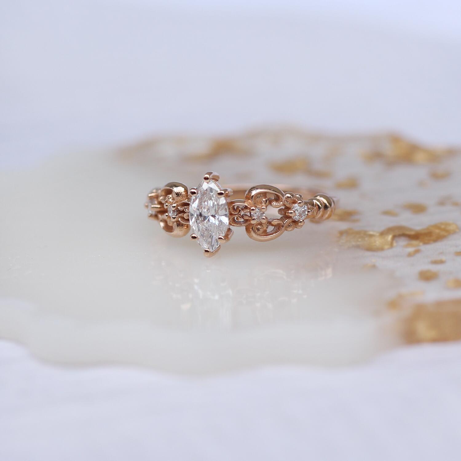 0.55 CT Vintage Tasarım Markiz Pırlanta Yüzük