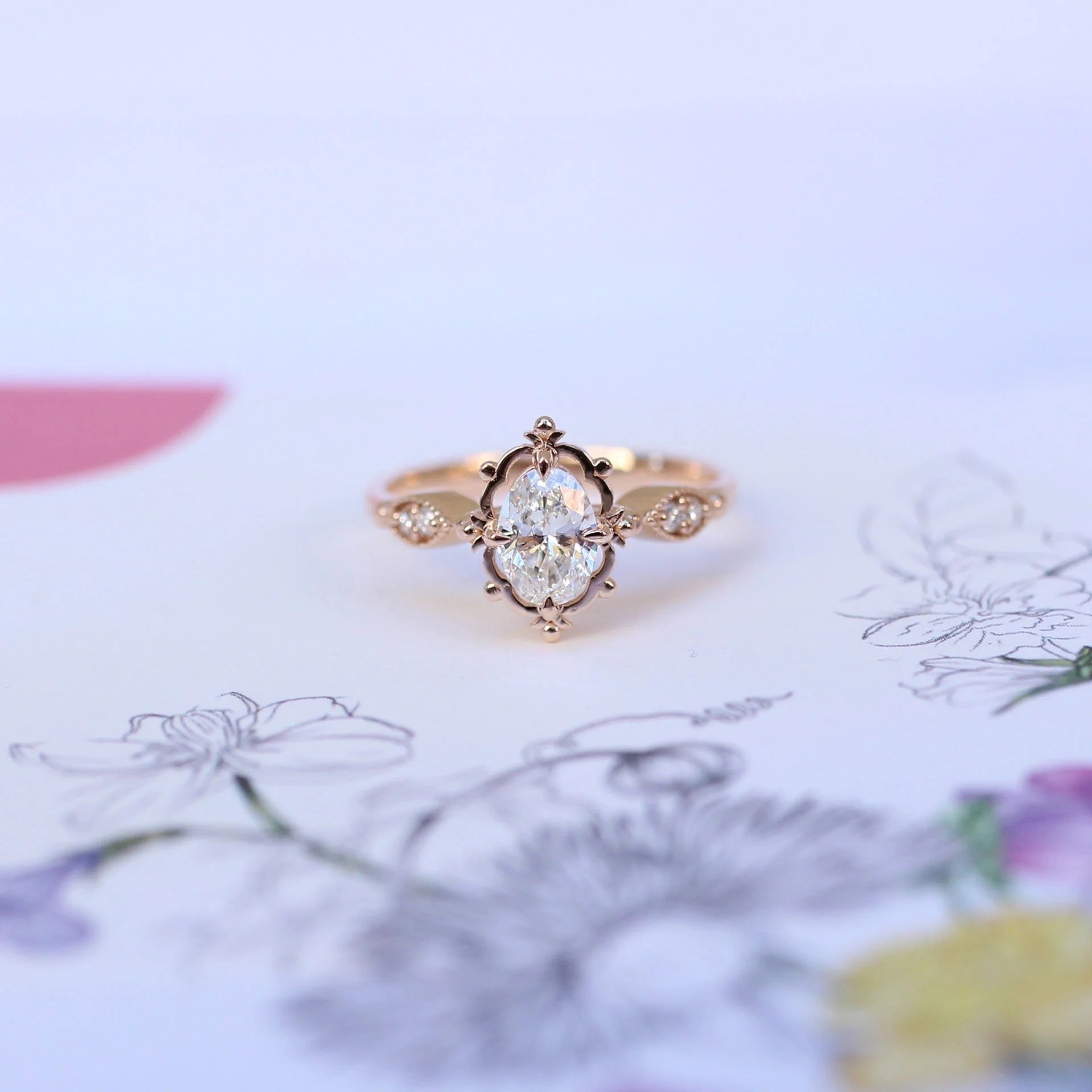 0.55 Karat E SI1 GIA Sertifikalı Vintage Aria Tasarım Pırlanta Yüzük