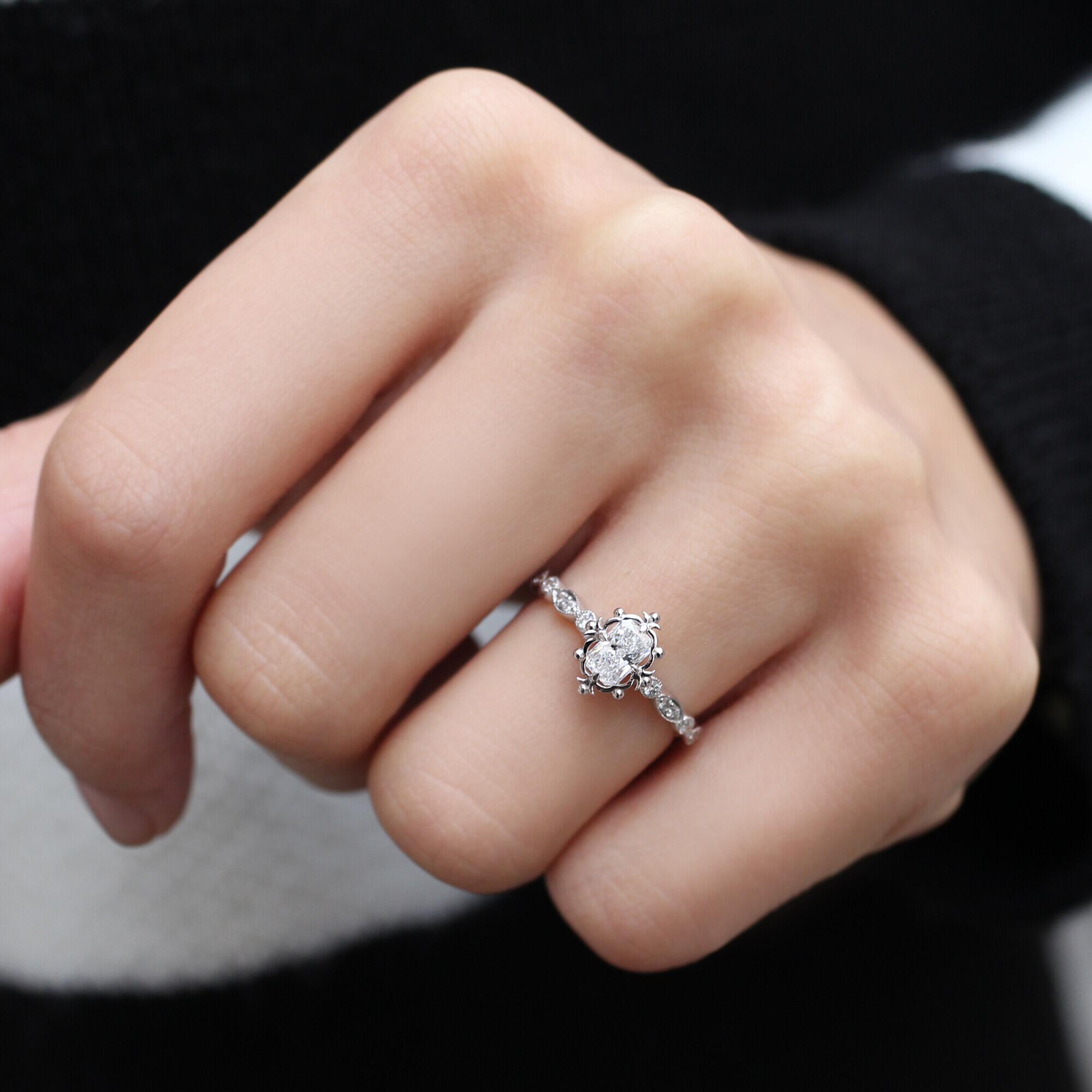 0.55 Karat Vintage Tasarım Aria Radiant Pırlanta Yüzük