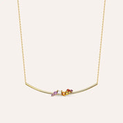 Violet 0.56 CT Pırlanta ve Multicolor Safir Taşlı Sarı Altın Kolye