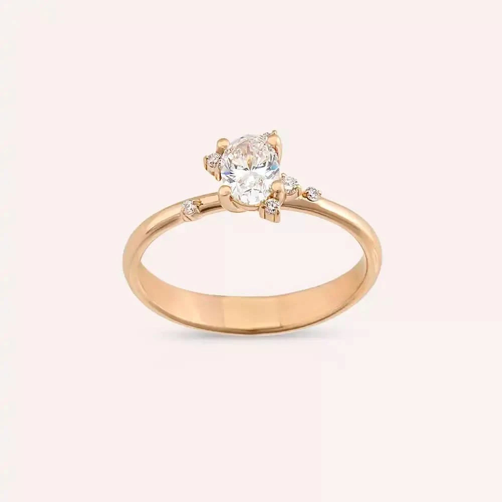 0.57 CT Pırlanta Taşlı Rose Altın Yüzük