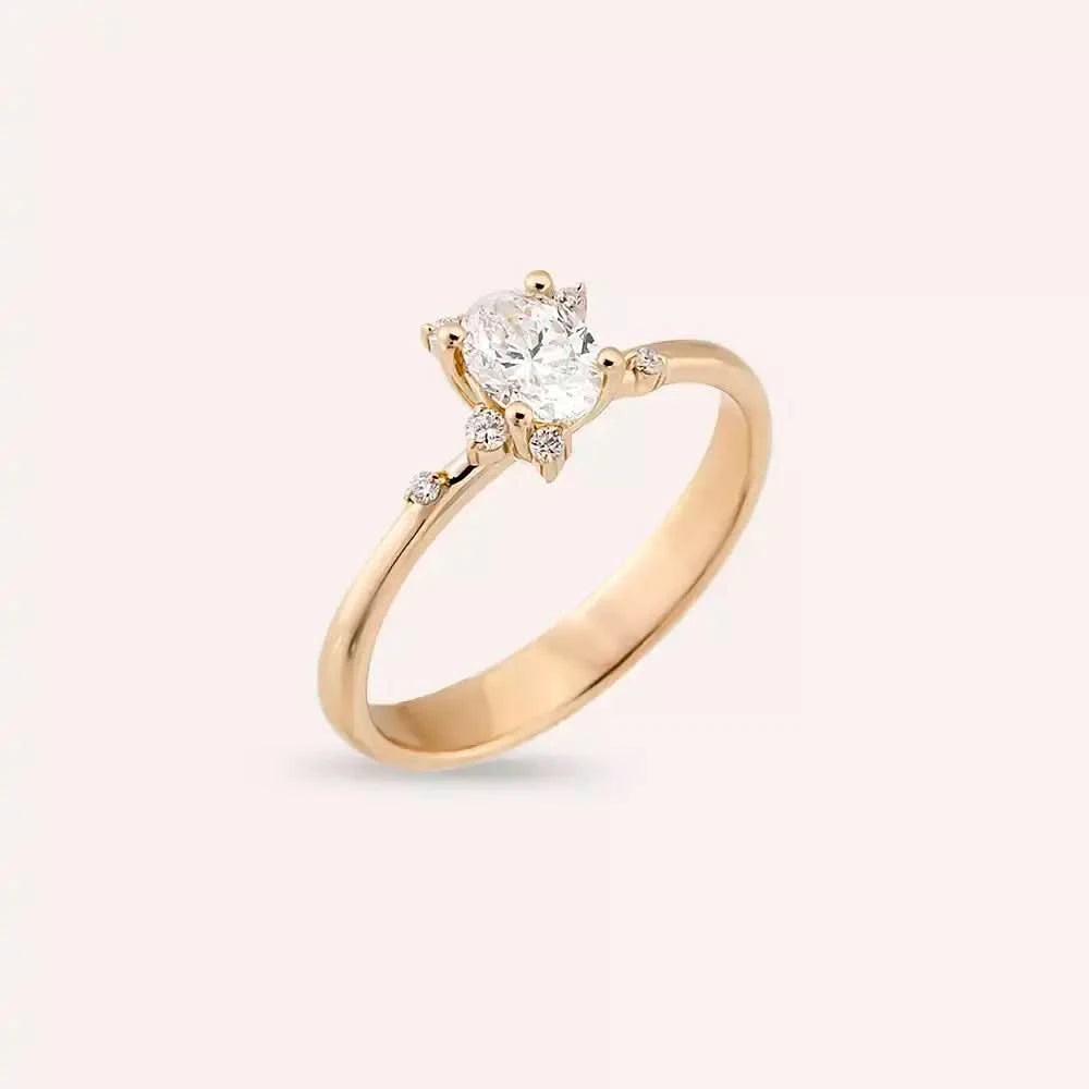 0.57 CT Pırlanta Taşlı Rose Altın Yüzük