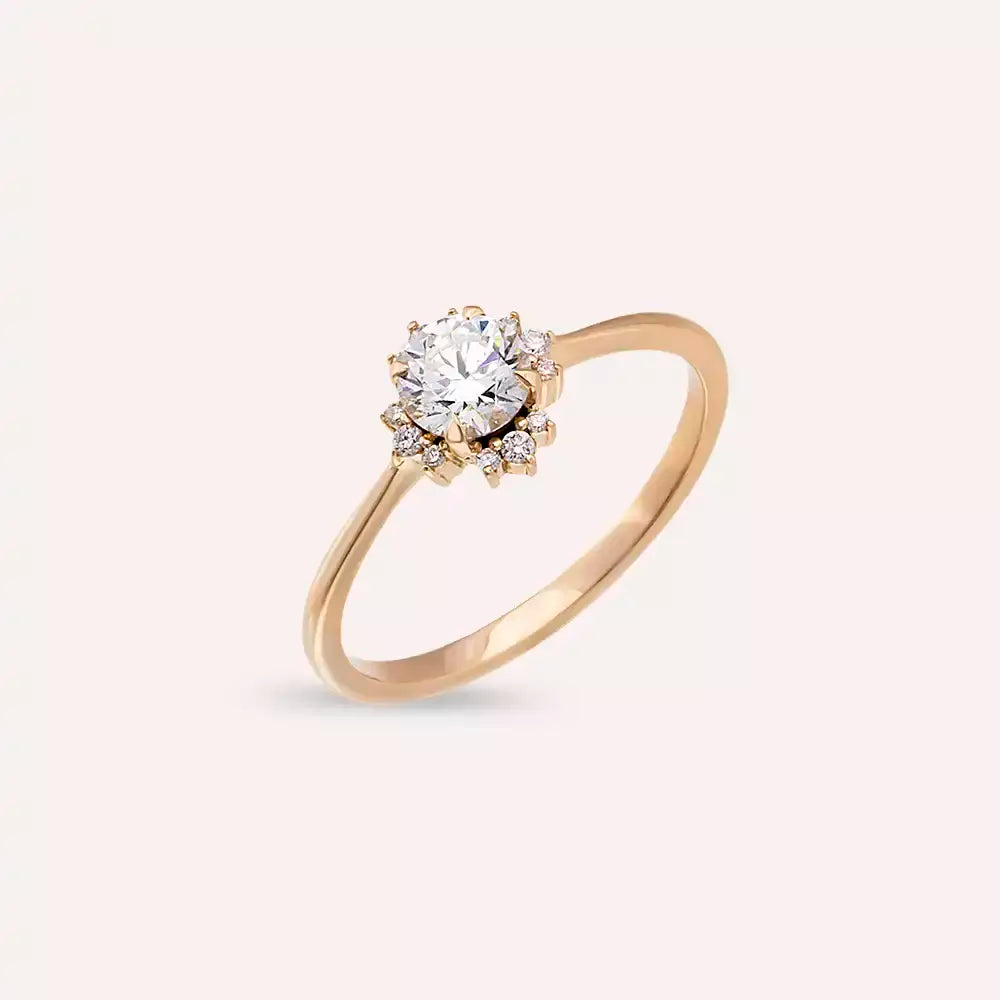 Dione 0.57 CT Pırlanta Taşlı Rose Altın Yüzük