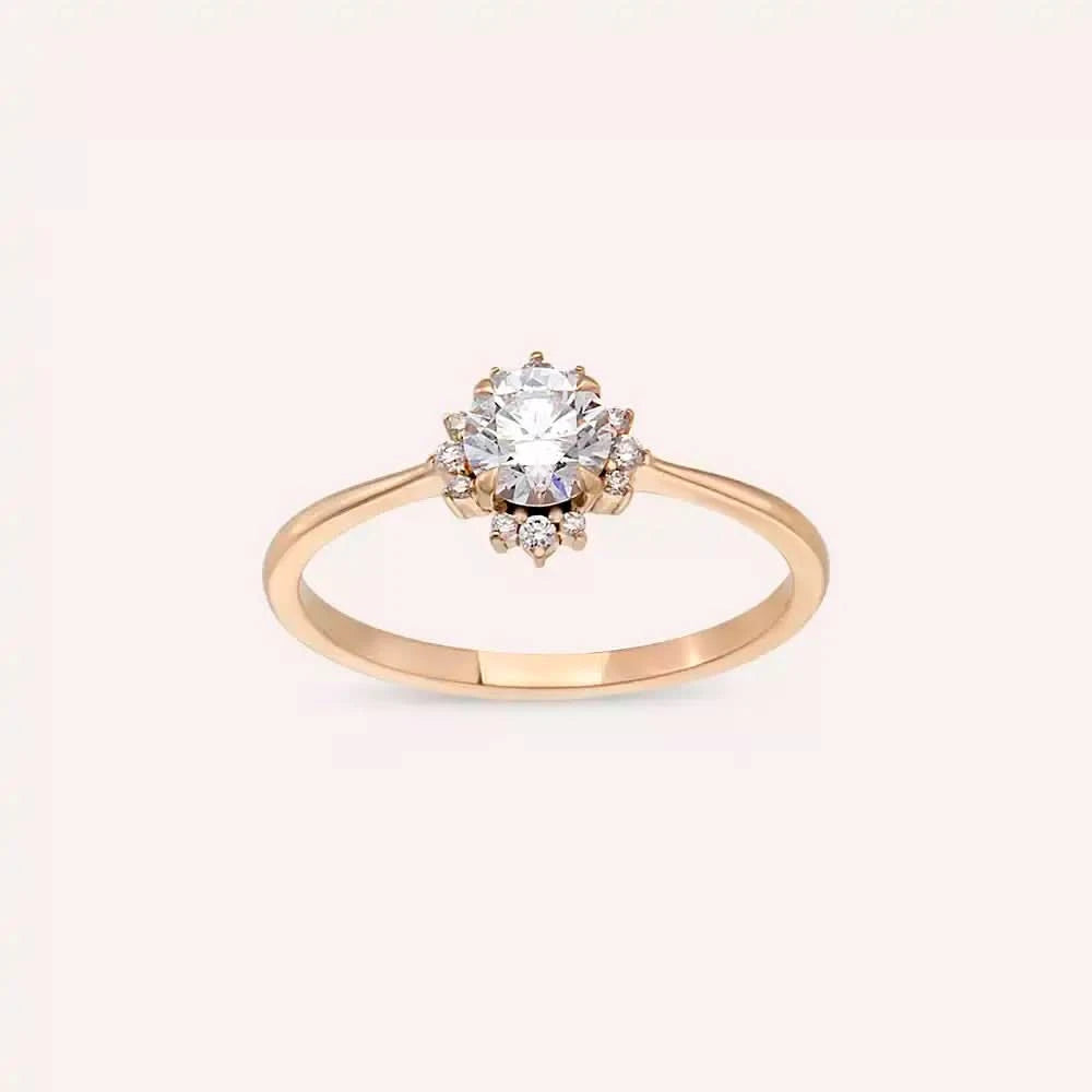 0.57 CT Pırlanta Taşlı Rose Altın Yüzük