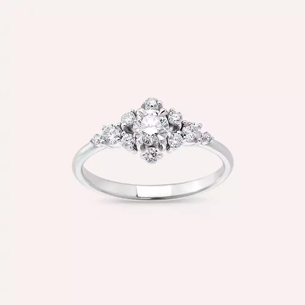 0.58 CT Pırlanta Taşlı Beyaz Altın Yüzük