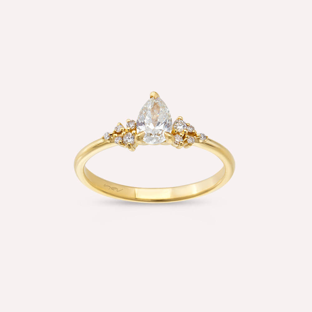 Flora 0.58 CT Pırlanta Taşlı Sarı Altın Yüzük