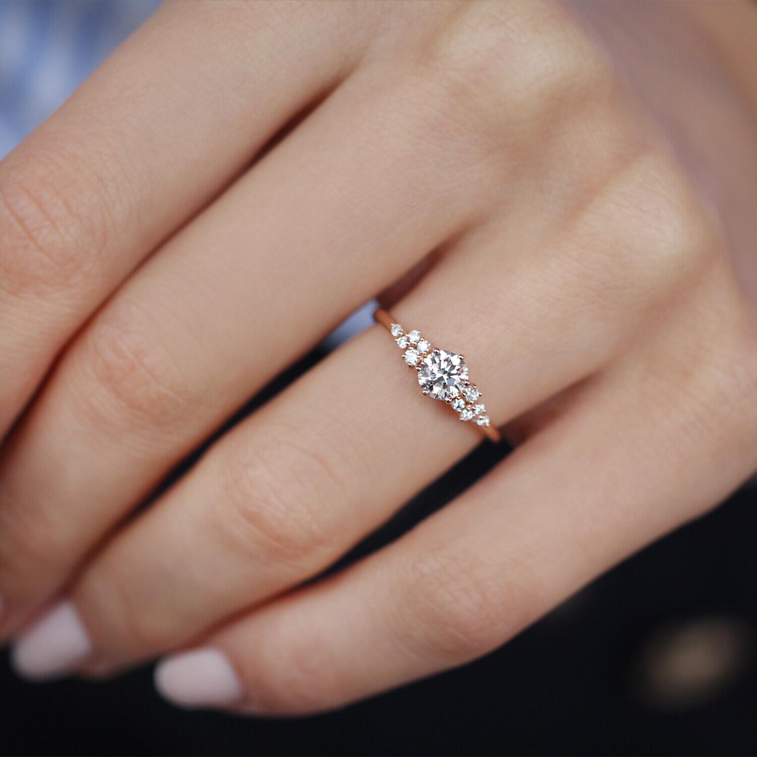 0.60 CT Vintage Özel Tasarım Asimetri Pırlanta Tektaş Yüzük