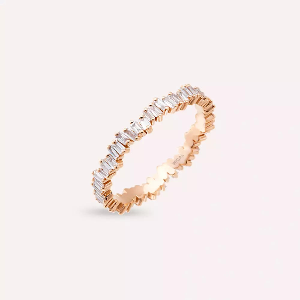 0.60 CT Baget Kesim Pırlanta Taşlı Rose Altın Tamtur Yüzük
