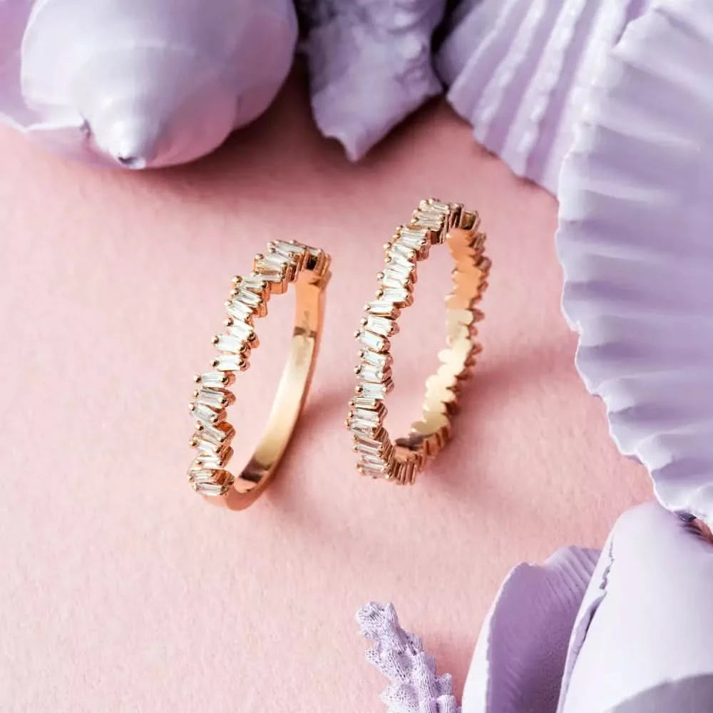 0.60 CT Baget Kesim Pırlanta Taşlı Rose Altın Tamtur Yüzük