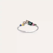 Violet 0.60 CT Multicolor Safir ve Brown Pırlanta Taşlı Beyaz Altın Yüzük