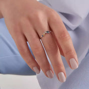 Violet 0.60 CT Multicolor Safir ve Brown Pırlanta Taşlı Beyaz Altın Yüzük