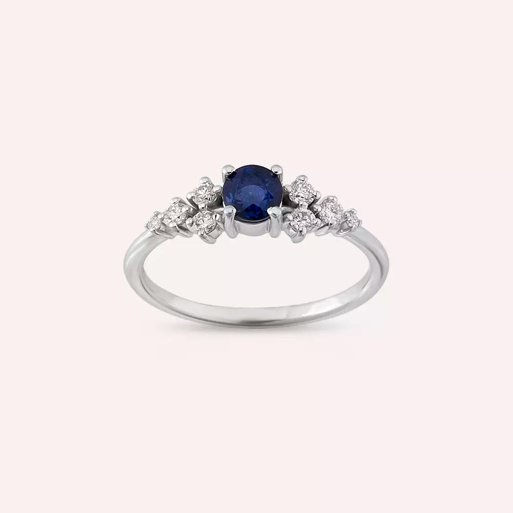 Luma 0.61 CT Safir ve Pırlanta Taşlı Beyaz Altın Yüzük
