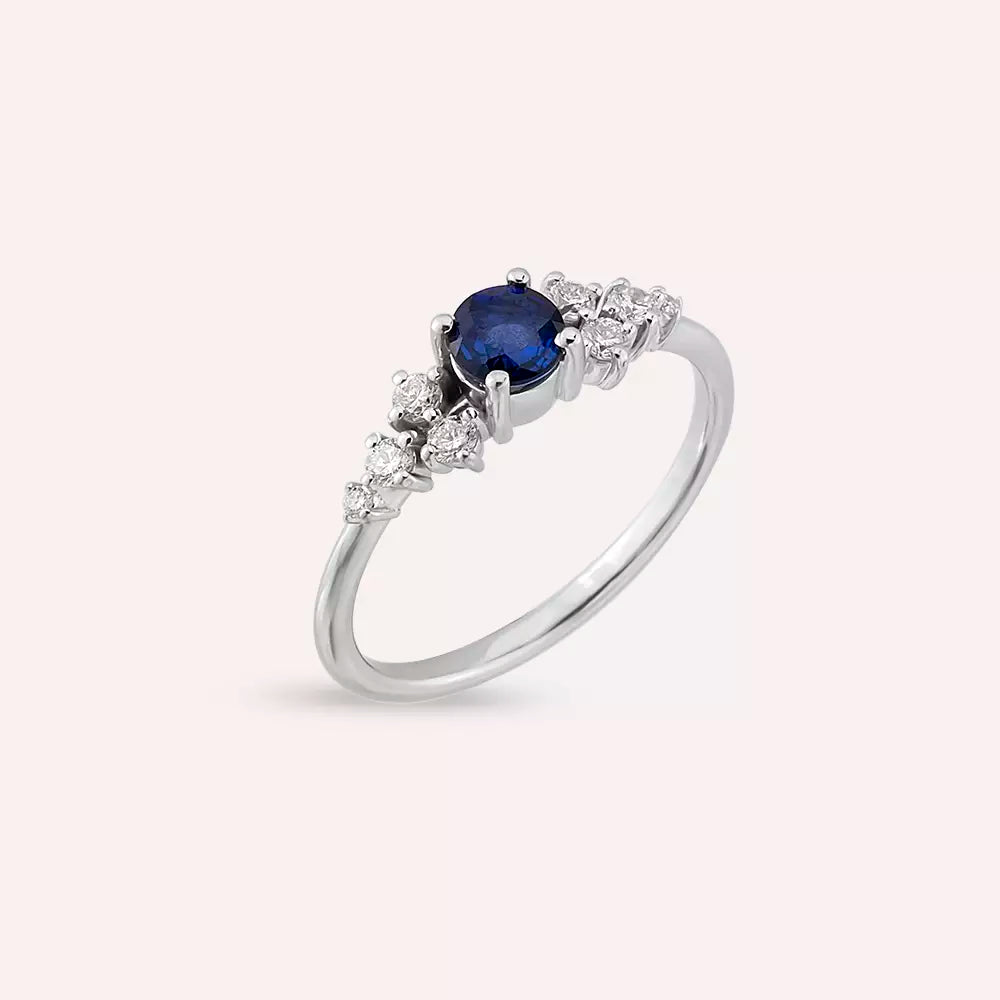 Luma 0.61 CT Safir ve Pırlanta Taşlı Beyaz Altın Yüzük