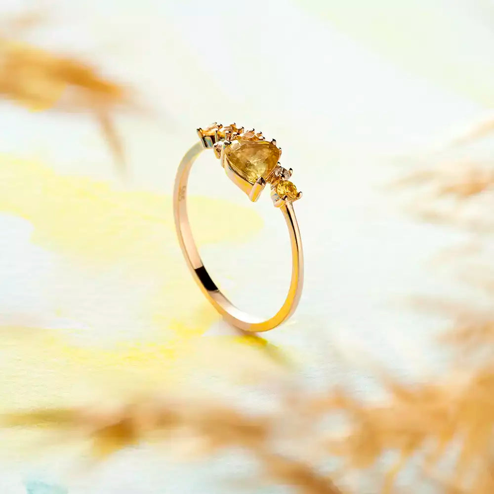 Cosmo 0.63 CT Yellow Safir ve Pırlanta Taşlı Rose Altın Yüzük