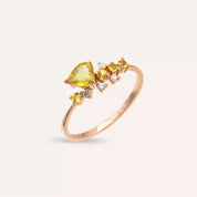 0.63 CT Yellow Safir ve Pırlanta Taşlı Rose Altın Yüzük