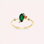 Arist 0.64 CT Multicolor Safir ve Zümrüt Taşlı Sarı Altın Yüzük