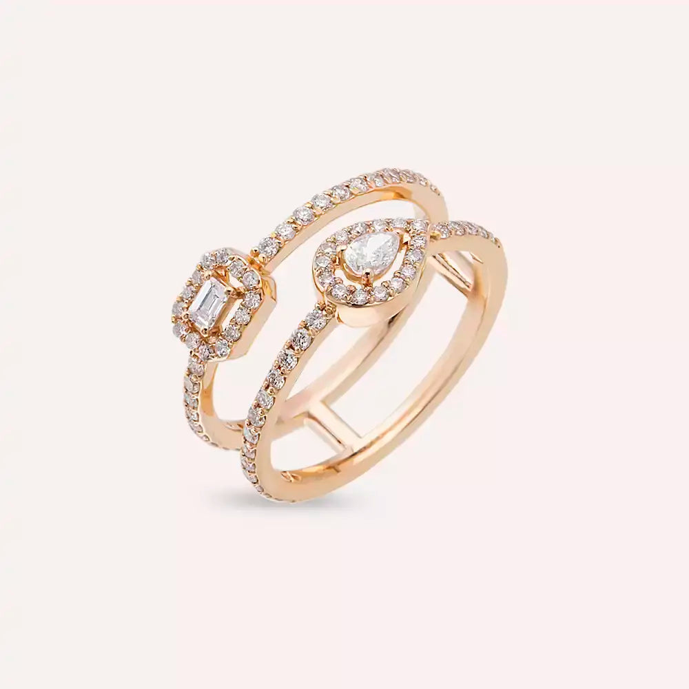 0.64 CT Pırlanta Taşlı Rose Altın Yüzük