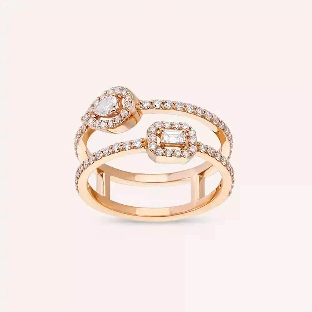 0.64 CT Pırlanta Taşlı Rose Altın Yüzük