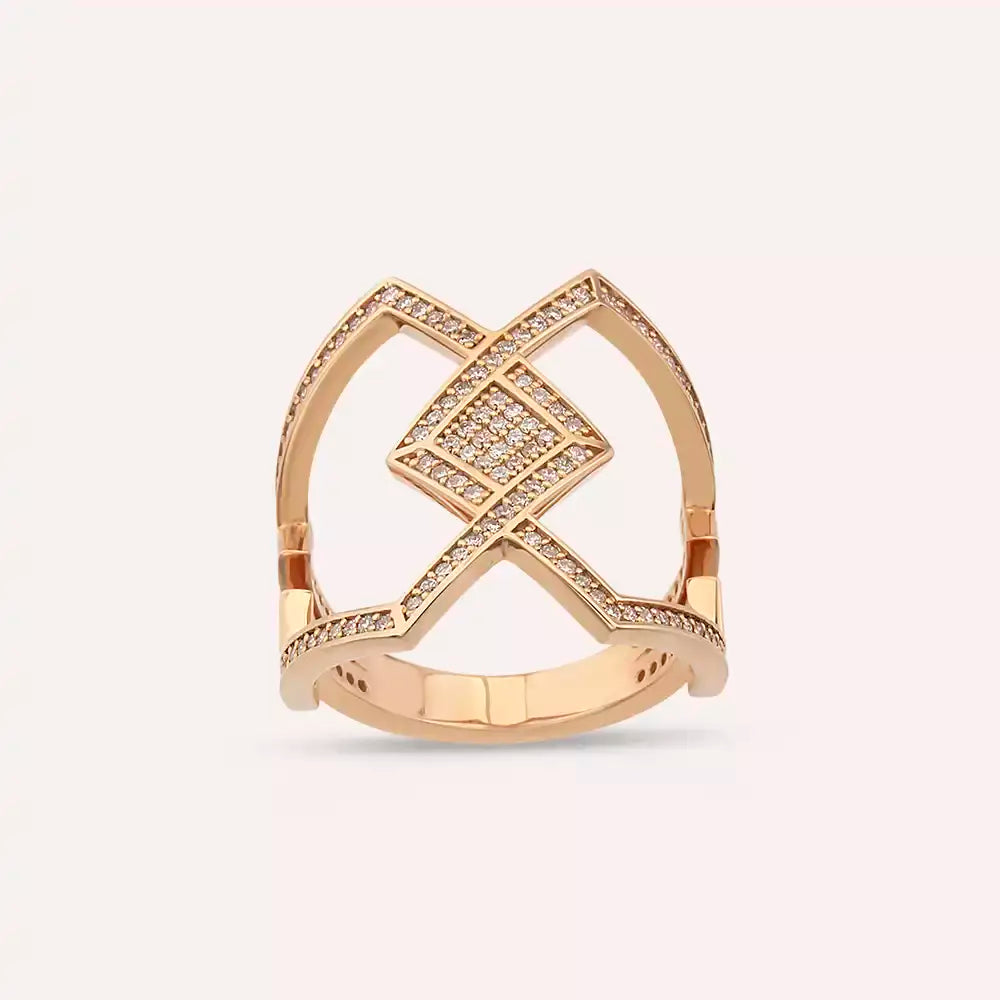 Centro 0.64 CT Pırlanta Taşlı Rose Altın Yüzük