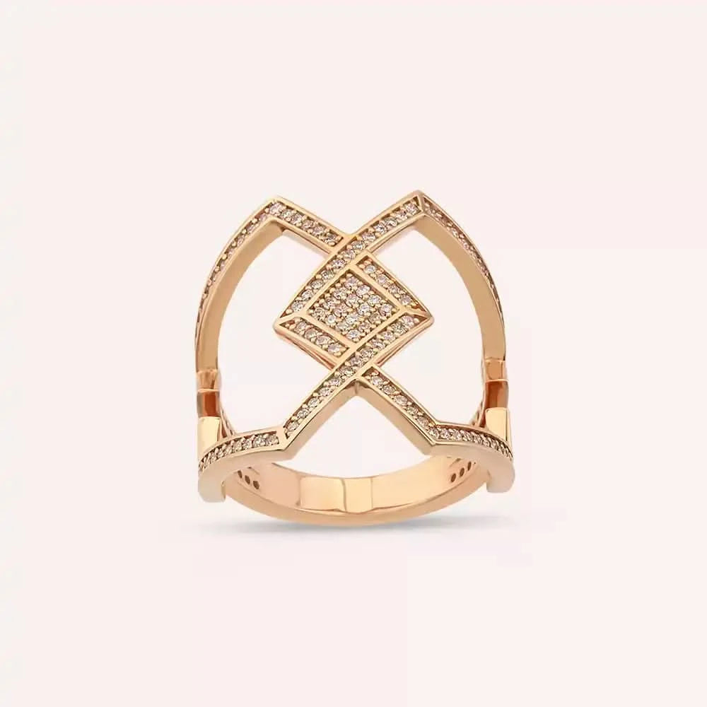 0.64 CT Pırlanta Taşlı Rose Altın Yüzük