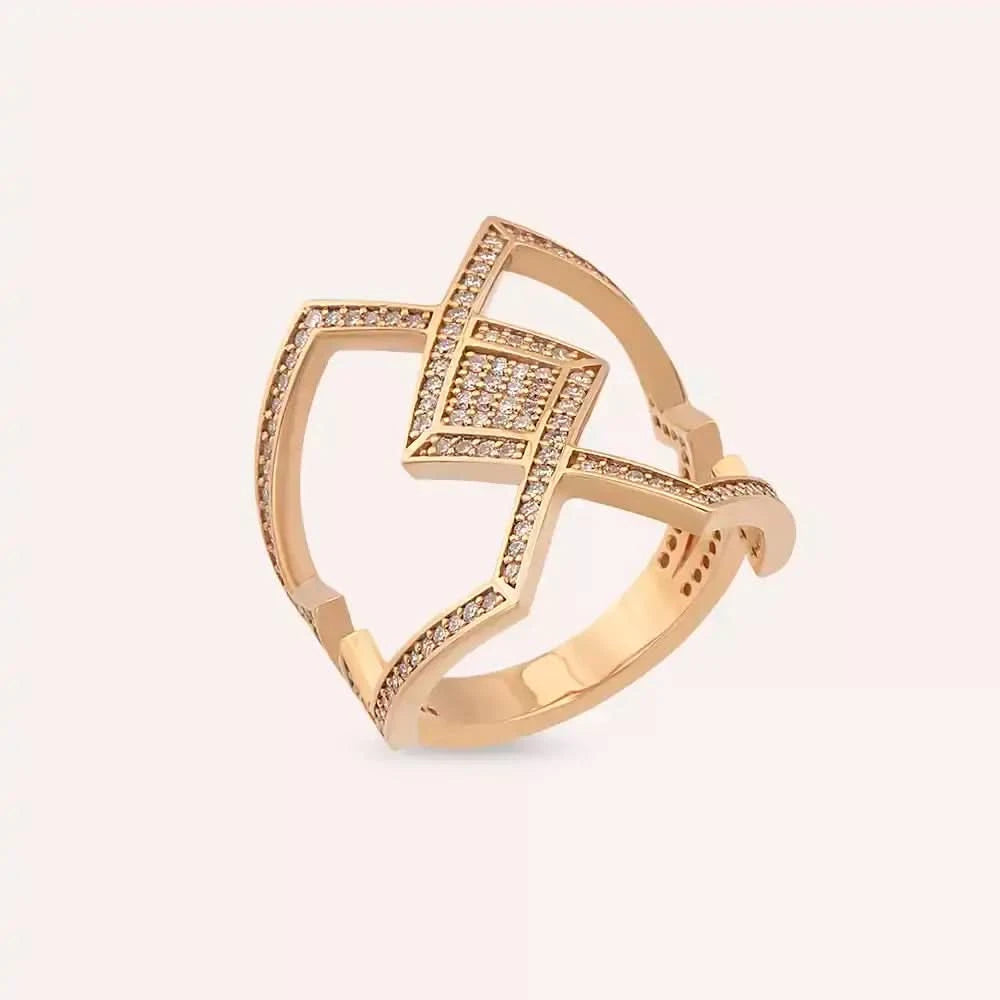 0.64 CT Pırlanta Taşlı Rose Altın Yüzük