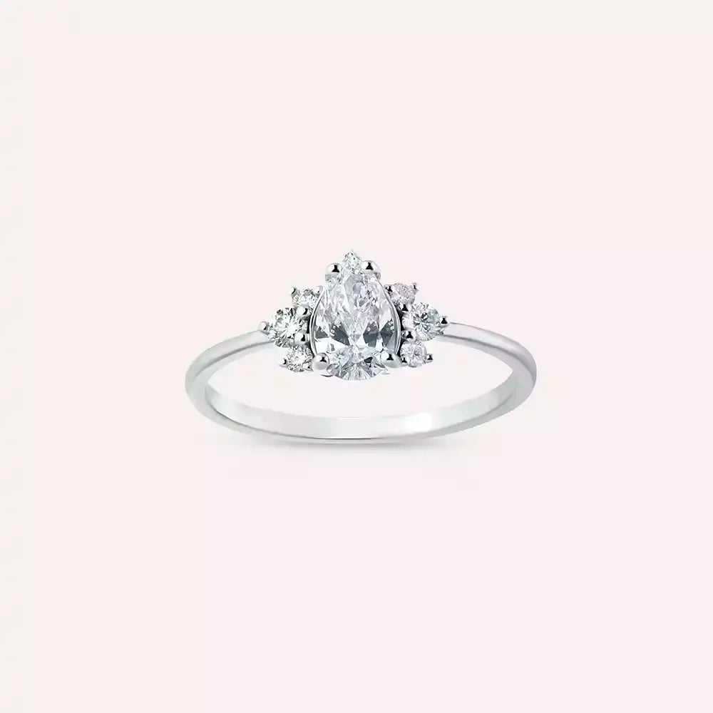 Dew 0.65 CT Damla Kesim Pırlanta Taşlı Beyaz Altın Yüzük
