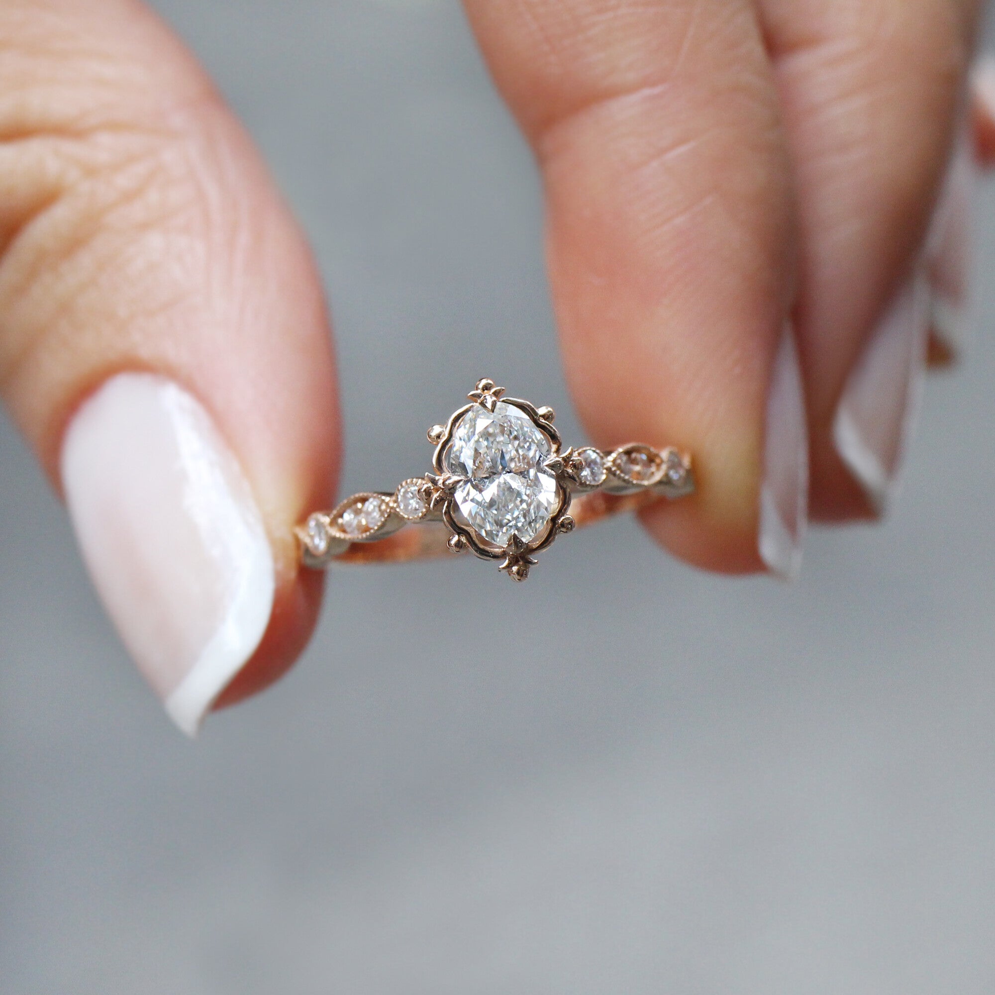 0.65 CT F SI2 GIA Sertifikalı Vintage Tasarım Aria Pırlanta Yüzük