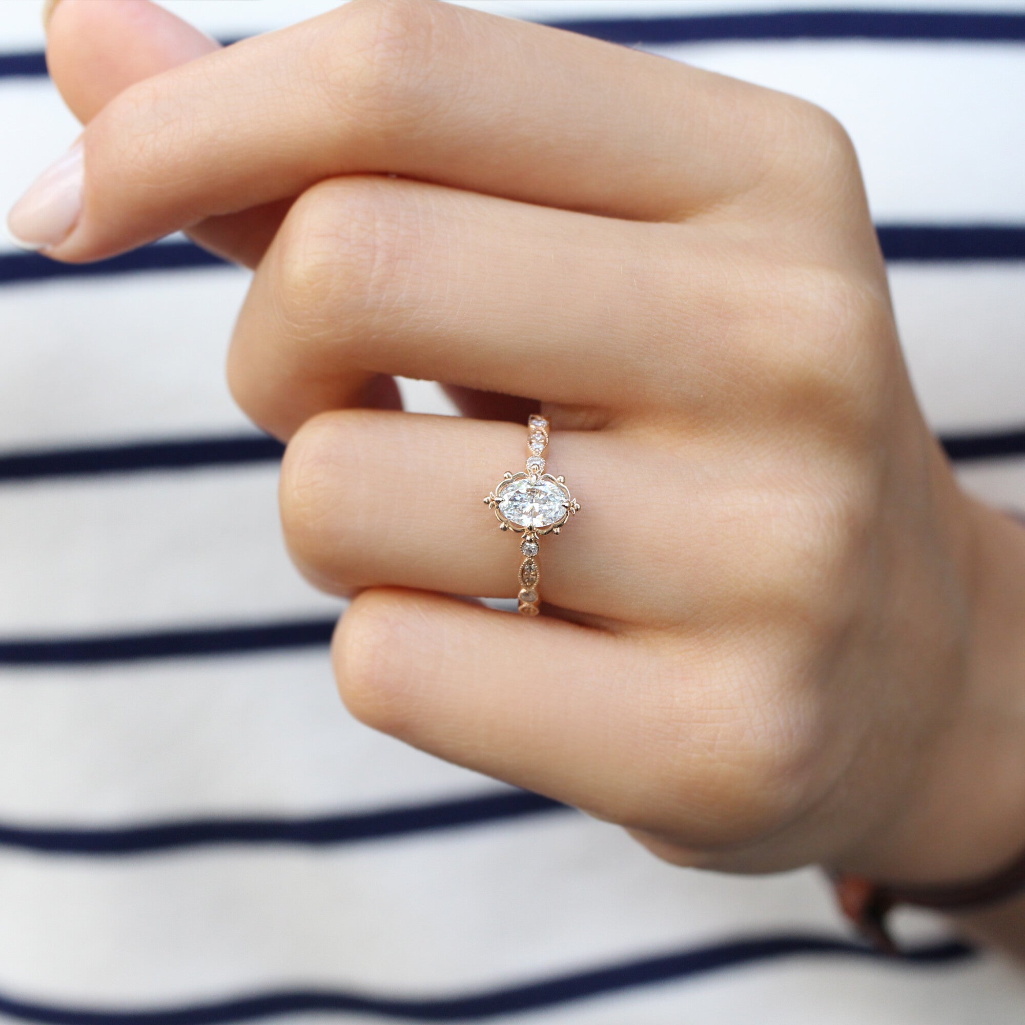 0.65 CT G SI2 GIA Sertifikalı Vintage Tasarım Aria Pırlanta Yüzük