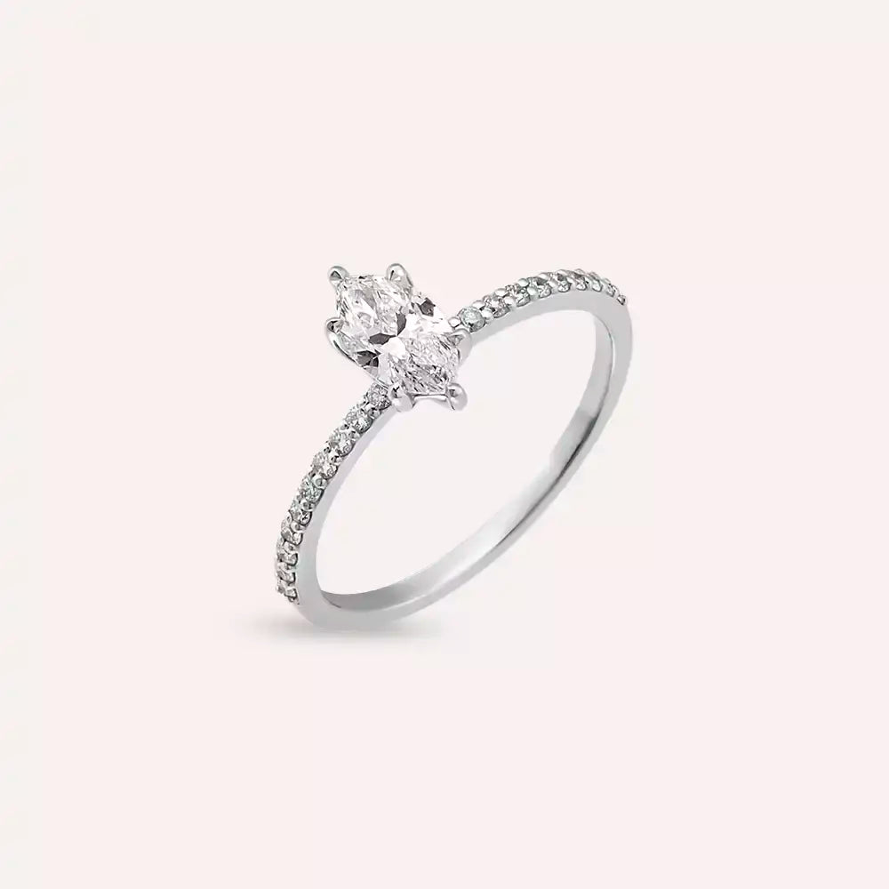 Celen 0.65 CT Markiz Kesim Pırlanta Taşlı Beyaz Altın Yüzük