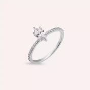 Celen 0.65 CT Markiz Kesim Pırlanta Taşlı Beyaz Altın Yüzük