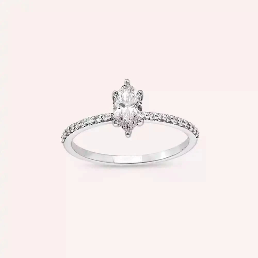 0.65 CT Markiz Kesim Pırlanta Taşlı Beyaz Altın Yüzük