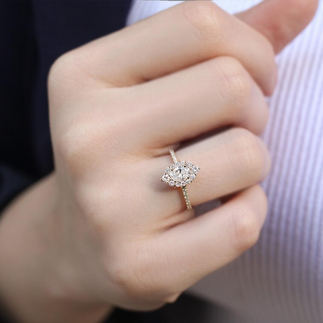 0.65 Karat Vintage Oval Lina Tasarım Pırlanta Yüzük