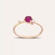 Douce 0.66 CT Multicolor Safir ve Pırlanta Taşlı Rose Altın Yüzük