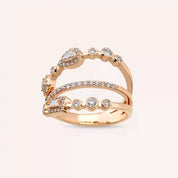 0.67 CT Damla ve Baget Kesim Pırlanta Taşlı Rose Altın Yüzük