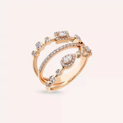 0.67 CT Damla ve Baget Kesim Pırlanta Taşlı Rose Altın Yüzük