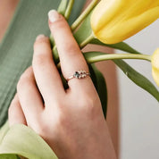 0.68 CT Green Safir ve Baget Pırlanta Taşlı Rose Altın Yüzük