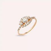 Pollen 0.68 CT Oval Kesim Pırlanta Taşlı Rose Altın Yüzük