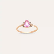 0.69 CT Pink Safir ve Brown Pırlanta Taşlı Rose Altın Yüzük