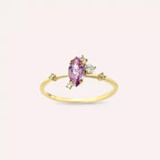 0.69 CT Pink Safir ve Pırlanta Taşlı Sarı Altın Yüzük