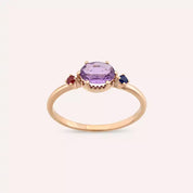0.70 CT Multicolor Safir Taşlı Rose Altın Yüzük