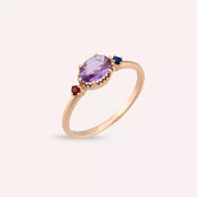 0.70 CT Multicolor Safir Taşlı Rose Altın Yüzük