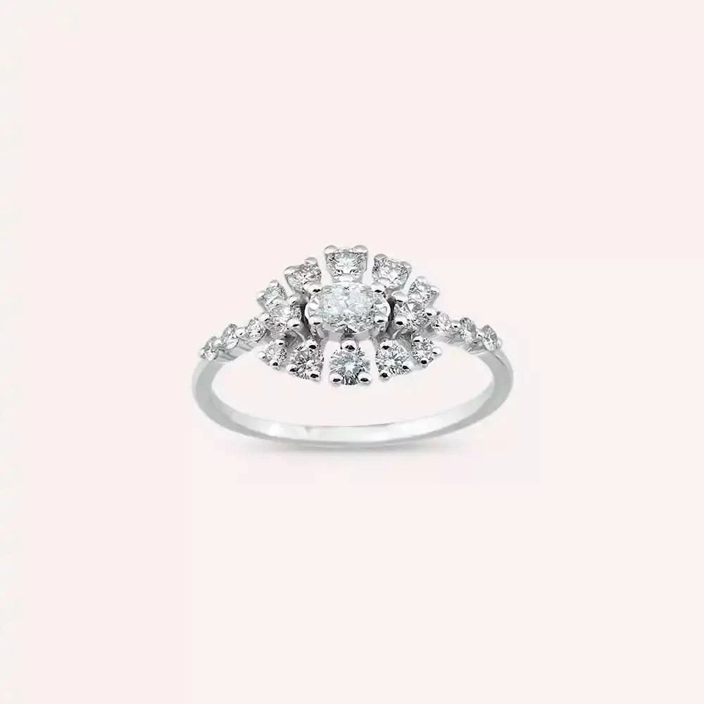0.70 CT Oval Kesim Pırlanta Taşlı Beyaz Altın Yüzük