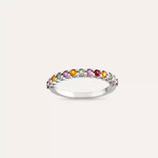 0.71 CT Multicolor Safir Taşlı Yarımtur Beyaz Altın Yüzük