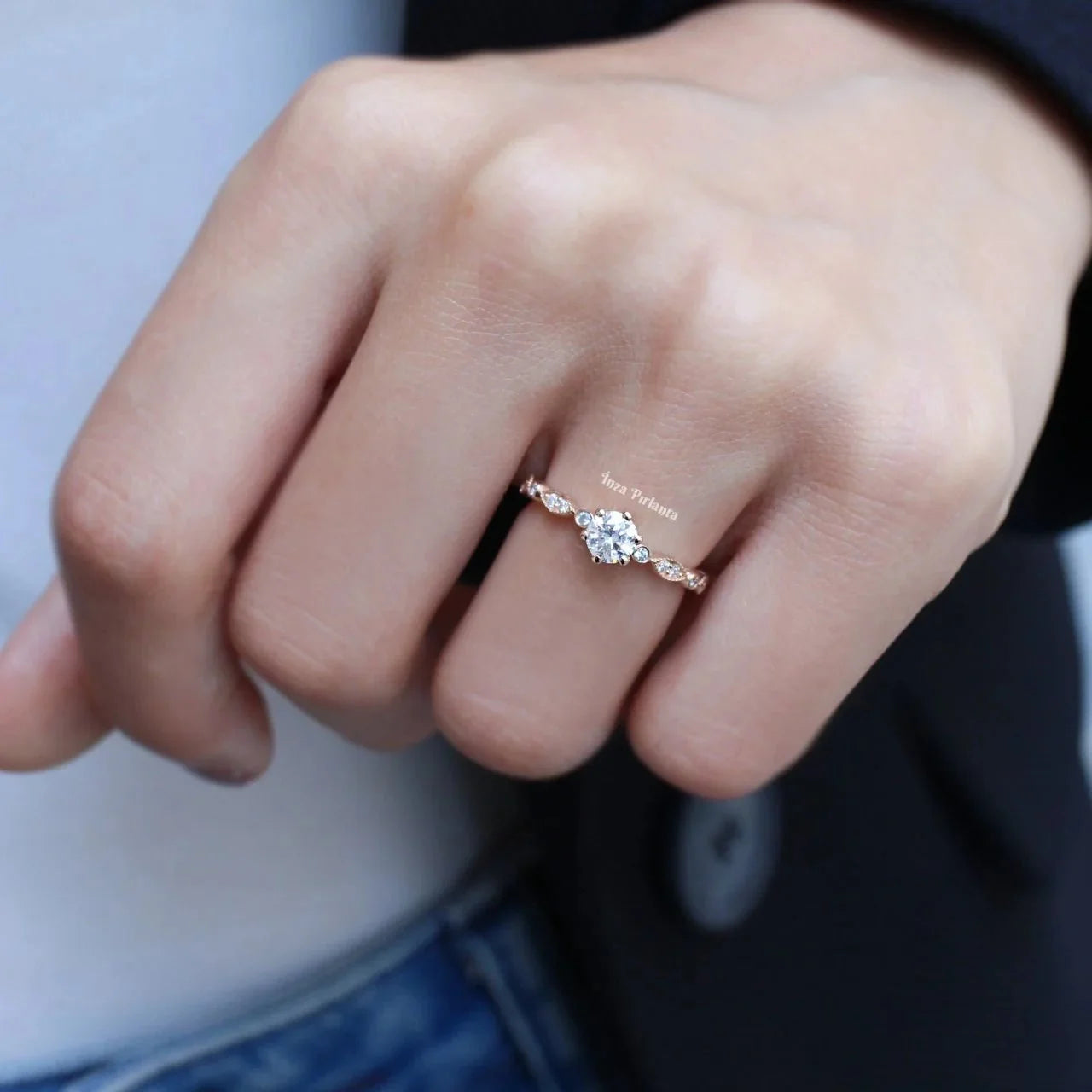 0.72 Karat Vintage Tasarım Pırlanta Tektaş Yüzük