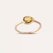 Arlo 0.77 CT Damla Kesim Yellow Safir ve Pırlanta Taşlı Rose Altın Yüzük