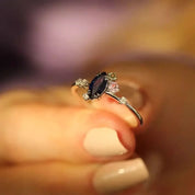 0.79 CT Yakut, Safir ve Pırlanta Taşlı Beyaz Altın Yüzük