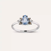 Dew 0.81 CT Blue Safir ve Brown Pırlanta Taşlı Beyaz Altın Yüzük