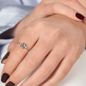 0.81 CT Blue Safir ve Brown Pırlanta Taşlı Beyaz Altın Yüzük